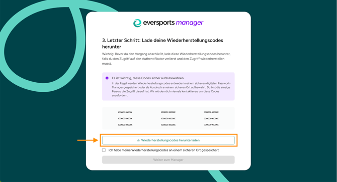 MFA - Step3 Recovery Codes