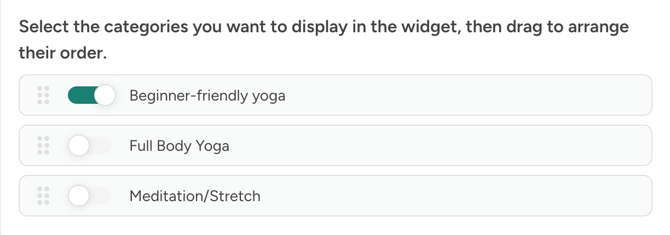 Videos category select