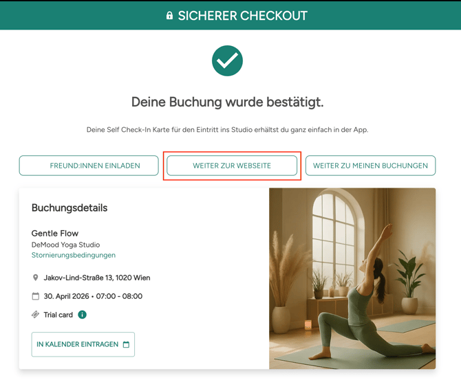 Go to website widget checkout link_DE