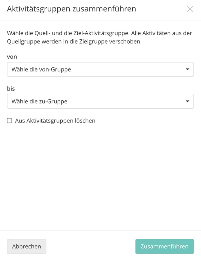 Aktivitätsgruppen zusammenführen